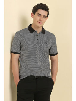 Allen Solly - Men Black Print Polo Neck Printed T-Shirt