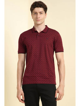Allen Solly - Men Maroon Print Polo Neck T-Shirt