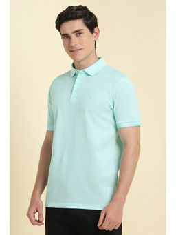 Allen Solly - Men Sky Blue Solid Polo Neck T-Shirt
