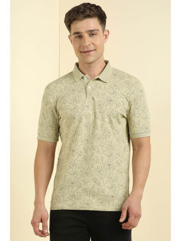 Allen Solly - Men Light Yellow Print Polo Neck T-Shirt