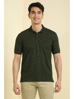 Allen Solly - Men Green Floral Print Polo Neck T-Shirt