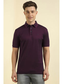 Allen Solly - Men Purple Solid Polo Neck T-Shirt