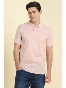 Allen Solly - Men Peach Solid Polo Neck T-Shirt