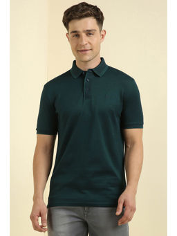 Allen Solly - Men Green Solid Polo Neck T-Shirt