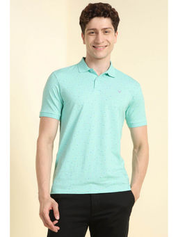 Allen Solly - Men Green Print Polo Neck T-Shirt