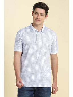 Allen Solly - Men White Print Polo Neck T-Shirt