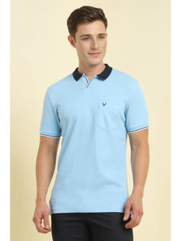 Allen Solly - Men Blue Textured Polo Neck T-Shirt