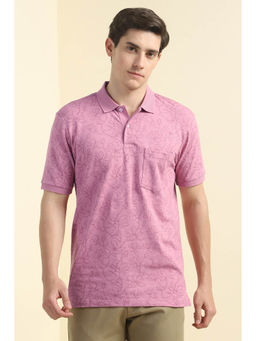 Allen Solly - Men Pink Print Polo Neck T-Shirt