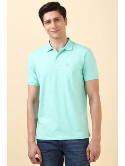 Allen Solly - Men Light Blue Print Polo Neck T-Shirt