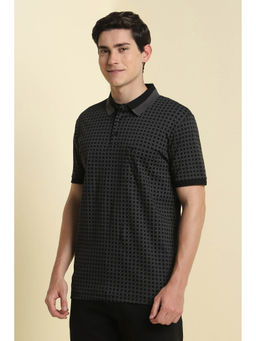 Allen Solly - Men Black Print Polo Neck T-Shirt