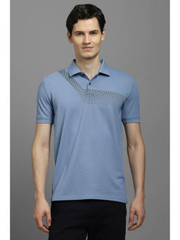 Louis Philippe - Men Blue Half Sleeves Polo Neck T-Shirt