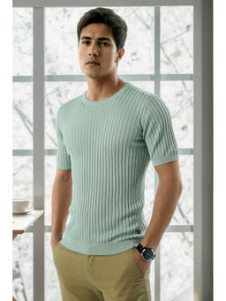 Louis Philippe - Men Green Half Sleeves Crew Neck T-Shirt