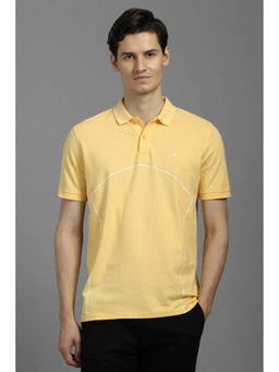 Louis Philippe - Men Yellow Solid Polo Neck T-Shirt