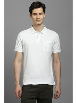 Louis Philippe - Men White Solid Polo Neck T-Shirt