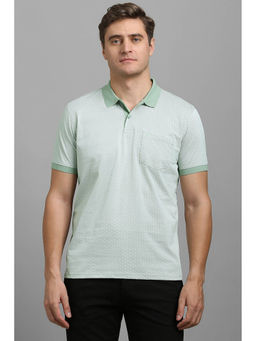 Louis Philippe - Men Green Print Polo Neck T-Shirt