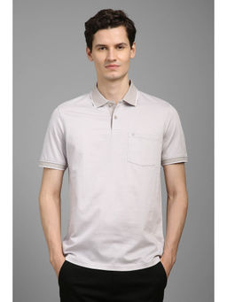 Louis Philippe - Men Grey Print Polo Neck T-Shirt