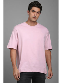 Louis Philippe - Men Pink Solid Crew Neck T-Shirt