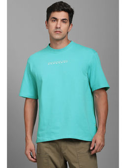 Louis Philippe - Men Sky Blue Solid Crew Neck T-Shirt