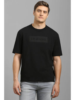 Louis Philippe - Men Black Solid Crew Neck T-Shirt