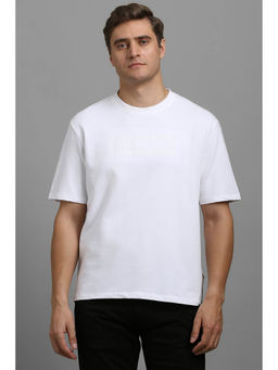 Louis Philippe - Men White Half Sleeves Crew Neck T-Shirt