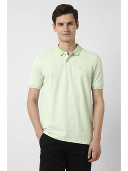 Peter England - Men Green Print Polo Neck T-Shirt