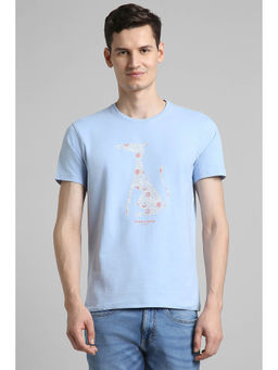 Simon Carter - Men Light Blue Graphic Print Crew Neck T-Shirt