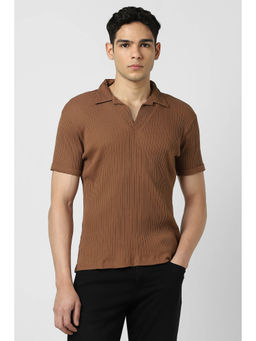 Van Heusen - Men Brown Half Sleeves Polo Neck T-Shirt