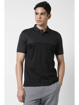 Van Heusen - Men Black Half Sleeves Polo Neck T-Shirt