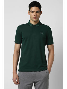 Van Heusen - Men Green Solid Polo Neck T-Shirt