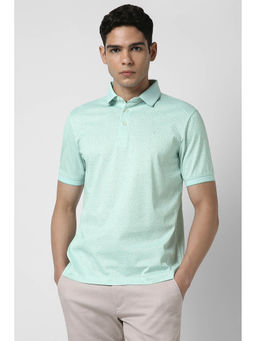 Van Heusen - Men Green Print Polo Neck T-Shirt