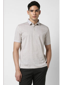 Van Heusen - Men Grey Print Polo Neck T-Shirt