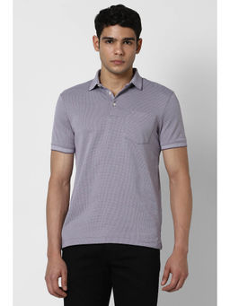 Van Heusen - Men Purple Textured Polo Neck T-Shirt