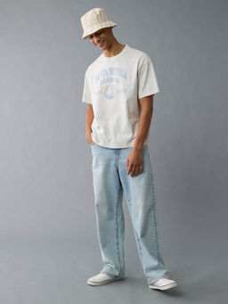 American Eagle - Men Grey Boxy Destination Graphic Print T-Shirt