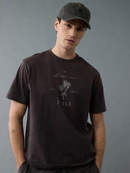 American Eagle - Men Dark Brown Graphic Print T-Shirt