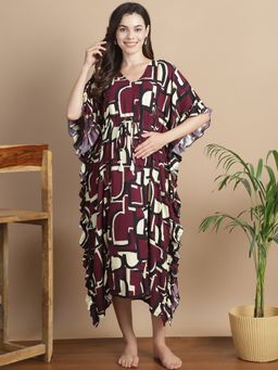 Secret Wish - Purple Geometric Short Maternity Kaftan