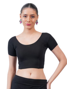 Bonjour - Women Black Cotton Stretchable Stitched Blouse