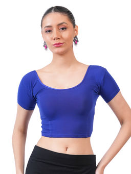 Bonjour - Women Cotton Blue Stretchable Stitched Blouse