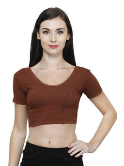 Bonjour - Women Brown Cotton Stretchable Stitched Blouse