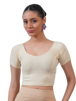 Bonjour - Women Cream Cotton Stretchable Stitched Blouse