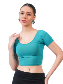 Bonjour - Women Green Cotton Stretchable Stitched Blouse