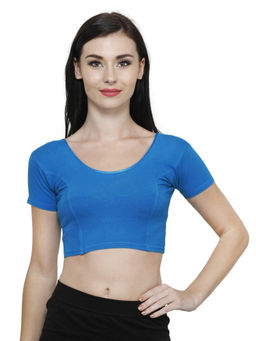 Bonjour - Women Blue Cotton Stretchable Stitched Blouse