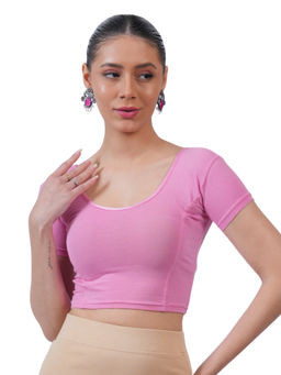 Bonjour - Women Pink Cotton Stretchable Stitched Blouse