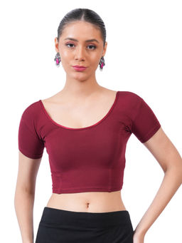 Bonjour - Women Maroon Cotton Stretchable Stitched Blouse