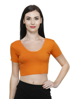 Bonjour - Women Rust Cotton Stretchable Stitched Blouse