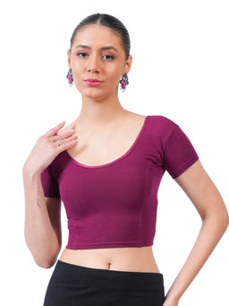 Bonjour - Women Purple Cotton Stretchable Stitched Blouse