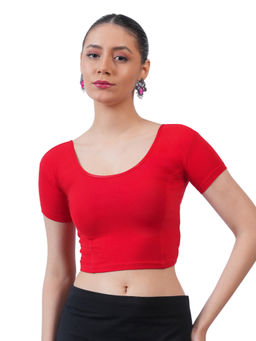 Bonjour - Women Red Cotton Stretchable Stitched Blouse
