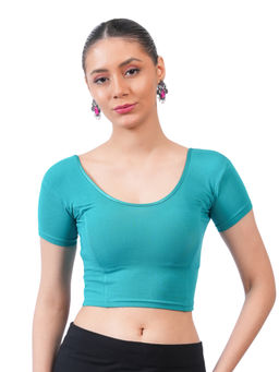 Bonjour - Women Teal Cotton Stretchable Stitched Blouse