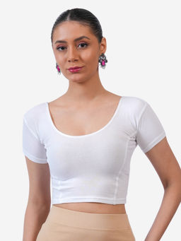 Bonjour - Women White Cotton Stretchable Stitched Blouse