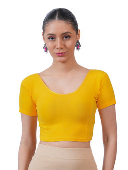 Bonjour - Women Yellow Cotton Stretchable Stitched Blouse
