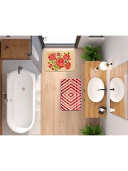 Saral Home - Red Microfiber & Jute Antiskid Bathmats